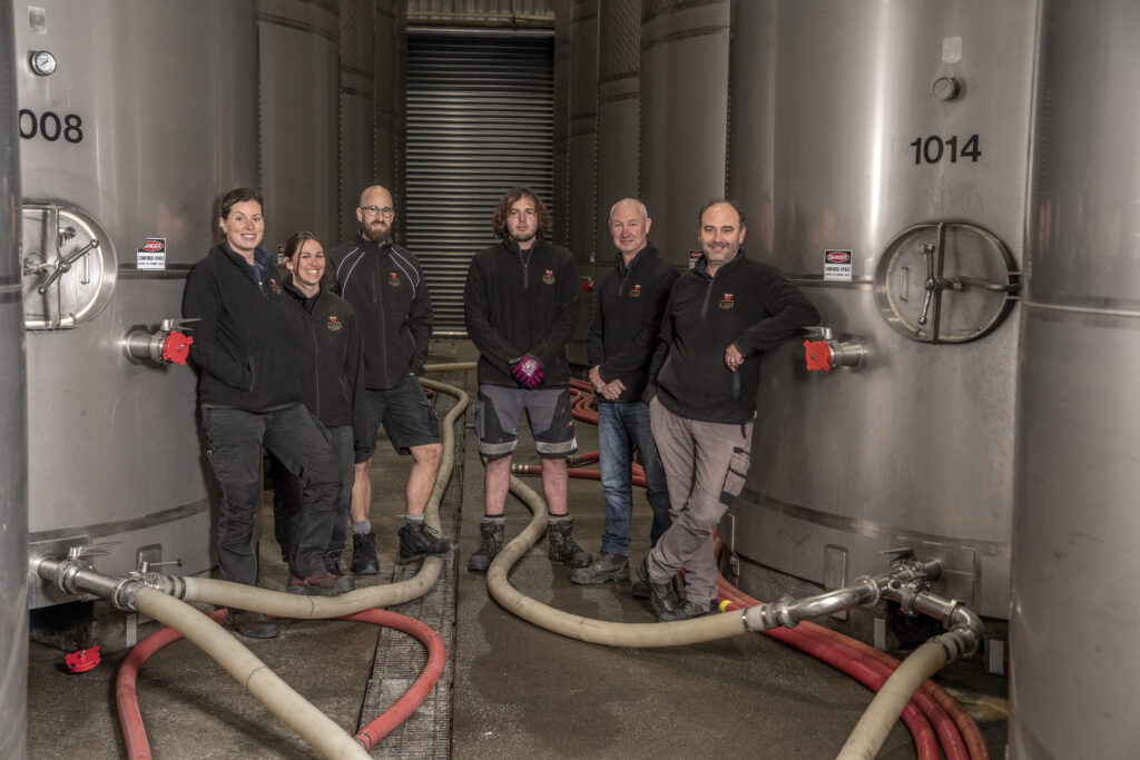 Links Winery team at work in Hawke’s Bay winery, showcasing professional contract wine making operations